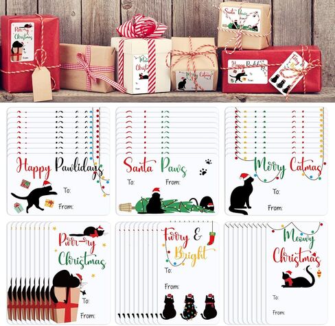 Yexiya 120 Pcs Santa Paws Christmas Gift Name Tags Stickers Self-Adhesive to from Wrap Tags 1.5 x 2.5 Inch Gift Labels Stickers for Xmas Present Wrapping Packages Decoration in Saudi Arabia