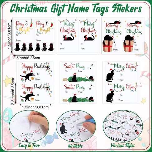 Yexiya 120 Pcs Santa Paws Christmas Gift Name Tags Stickers Self-Adhesive to from Wrap Tags 1.5 x 2.5 Inch Gift Labels Stickers for Xmas Present Wrapping Packages Decoration in Saudi Arabia