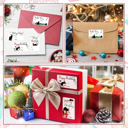 Yexiya 120 Pcs Santa Paws Christmas Gift Name Tags Stickers Self-Adhesive to from Wrap Tags 1.5 x 2.5 Inch Gift Labels Stickers for Xmas Present Wrapping Packages Decoration in Saudi Arabia
