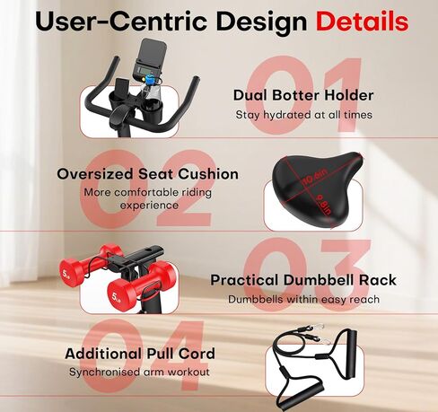 دراجة تمرين، مقاومة مغناطيسية قابلة للتعديل، دراجة داخلية بحزام صامت للغاية للتمرين المنزلي، دراجة ثابتة بسعة وزن 350 رطل، وسادة مقعد مريحة، شاشة LCD in Kuwait