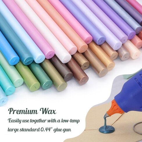 Sealing Wax Sticks, WASOHLING 12 Pcs Wax Seal Sticks for Wax Seal Stamp, 6 Colors Glue Blue Kit for 0.43'' Full Size Glue Gun (Blue Series) in Saudi Arabia