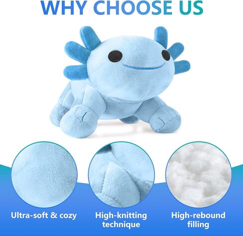 Cute Axolotl Plush Toy, 12 Inch (30 cm) Kawaii Salamander Stuffed Animal, Super Soft Skin-Friendly Plush Pillow, Cuddle Toy Gift for Kids, Boys & Girls(Blue) in Saudi Arabia