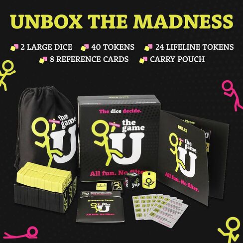 Party Games for Adults – Ultimate Party Dice Game for 2-8 Players of Ages 17+ – Adult Games for Grown Ups with Large Dice, Tokens & Lifelines – Carry Pouch Included in Saudi Arabia