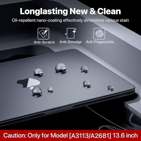 for MacBook Air 13.6 inch Case M3 M2 2024-2022 Model A3113 A2681, Sturdy & Durable Protective Hard Shell Case + Translucent Keyboard Cover for MacBook Air 13 inch Case - Midnight Clear in Kuwait