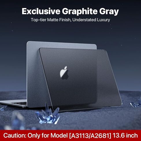 for MacBook Air 13.6 inch Case M3 M2 2024-2022 Model A3113 A2681, Sturdy & Durable Protective Hard Shell Case + Translucent Keyboard Cover for MacBook Air 13 inch Case - Midnight Clear in Kuwait