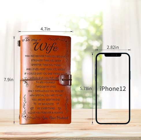 Wife Birthday Gift Ideas Leather Journal for Christmas, Gifts for Wife 140 Page Refillable Leather Notebook, Birthday Gift for Wife, Anniversary Wedding Gift for Wife from Husband in Saudi Arabia
