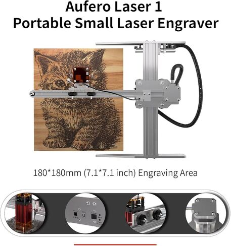 حفارة ليزر Aufero Laser 1، حفارة ليزر ديود بتركيز طويل 5 وات، آلة قطع ونقش الخشب بالليزر، منطقة نقش 7.1 × 7. بوصة، آلة نقش بالليزر صديقة للمبتدئين in Saudi Arabia