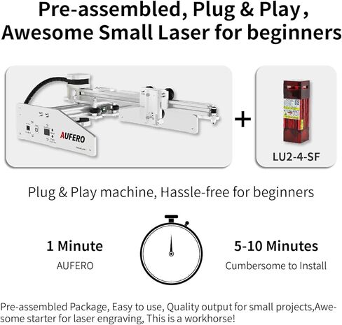 حفارة ليزر Aufero Laser 1، حفارة ليزر ديود بتركيز طويل 5 وات، آلة قطع ونقش الخشب بالليزر، منطقة نقش 7.1 × 7. بوصة، آلة نقش بالليزر صديقة للمبتدئين in Saudi Arabia