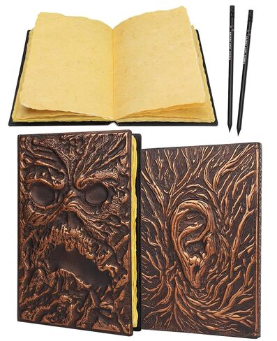 CZYY Necronomicon Horror Journal – Faux Leather DND Spellbook Notebook with 120 Pages of Aged Deckle Paper, 3D Undead Cover & 2 Pencils | Gothic Gift for DMs, Witches, Artists & Halloween Rituals in Saudi Arabia