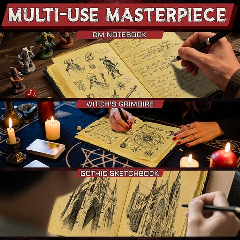 CZYY Necronomicon Horror Journal – Faux Leather DND Spellbook Notebook with 120 Pages of Aged Deckle Paper, 3D Undead Cover & 2 Pencils | Gothic Gift for DMs, Witches, Artists & Halloween Rituals in Saudi Arabia