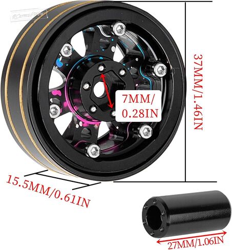 RC 1.3 Beadlock Wheels Single & Dually for 1/18 TRX4M Ascent-18,1/24 SCX24 FCX24 RC Crawler Car,Aluminium & Brass 1.3 Beadlock Rims,4pcs,Black w/Black in Saudi Arabia