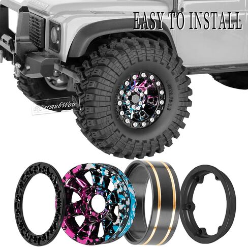 RC 1.3 Beadlock Wheels Single & Dually for 1/18 TRX4M Ascent-18,1/24 SCX24 FCX24 RC Crawler Car,Aluminium & Brass 1.3 Beadlock Rims,4pcs,Black w/Black in Saudi Arabia