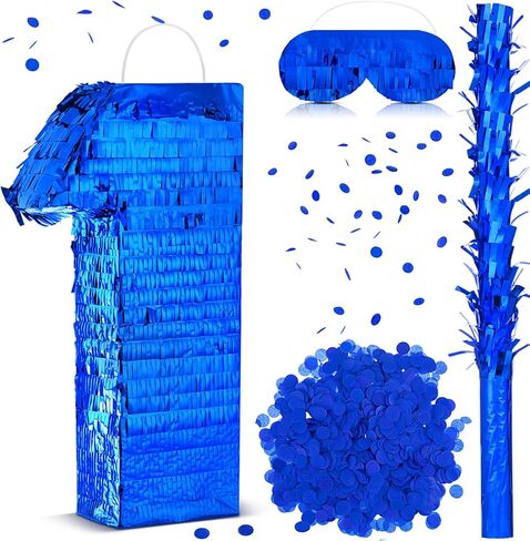 Royal Blue Number Piñata 16 Inch Blue Party Piñata Winter Decoration with Stick, Blindfold, and Confetti for Winter Birthday Celebrations Fiesta Milestone Events Game Party(Number 6) in Saudi Arabia
