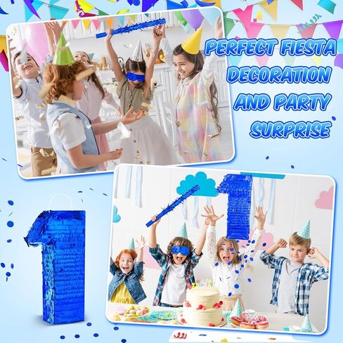 Royal Blue Number Piñata 16 Inch Blue Party Piñata Winter Decoration with Stick, Blindfold, and Confetti for Winter Birthday Celebrations Fiesta Milestone Events Game Party(Number 6) in Saudi Arabia
