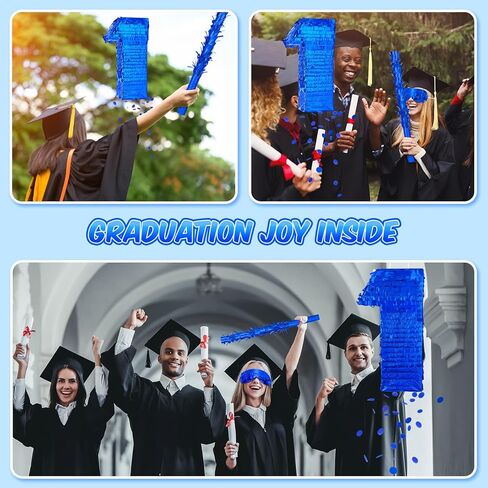 Royal Blue Number Piñata 16 Inch Blue Party Piñata Winter Decoration with Stick, Blindfold, and Confetti for Winter Birthday Celebrations Fiesta Milestone Events Game Party(Number 6) in Saudi Arabia