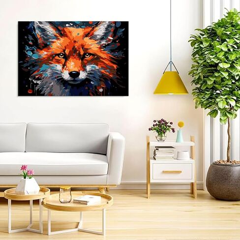 مجموعة طلاء Auremi Fox حسب الأرقام مع إطار، طلاء حيوانات DIY حسب الأرقام للبالغين، أكريليك سهل على القماش مع فرش للديكور 20 × 30 سم in Saudi Arabia