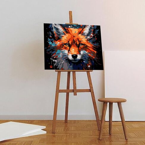 مجموعة طلاء Auremi Fox حسب الأرقام مع إطار، طلاء حيوانات DIY حسب الأرقام للبالغين، أكريليك سهل على القماش مع فرش للديكور 20 × 30 سم in Saudi Arabia