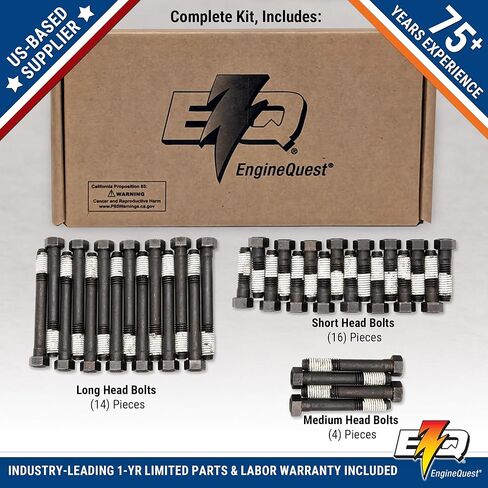 Small Block V8 Head Bolt Set (1966-1997) | Complete Engine Replacement Bolts | 5/8" Hex Head with Teflon Coating in Kuwait