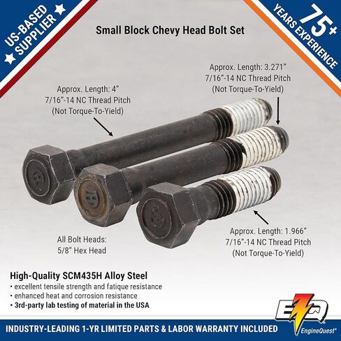 Small Block V8 Head Bolt Set (1966-1997) | Complete Engine Replacement Bolts | 5/8" Hex Head with Teflon Coating in Kuwait