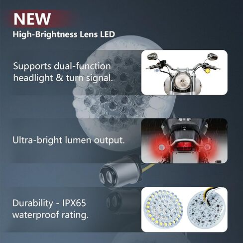 Deepfeel 1157 إشارة الانعطاف الأمامية والخلفية LED، 2 بوصة LED لمبة مزدوجة اتصالات دراجة نارية ضوء تشغيل الفرامل لـ Harley Softail، Dyna، Sportster، Touring، Tri Glide (العنبر + الأبيض + الأحمر)، 4 عبوات in Kuwait