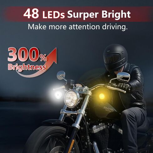 Deepfeel 1157 إشارة الانعطاف الأمامية والخلفية LED، 2 بوصة LED لمبة مزدوجة اتصالات دراجة نارية ضوء تشغيل الفرامل لـ Harley Softail، Dyna، Sportster، Touring، Tri Glide (العنبر + الأبيض + الأحمر)، 4 عبوات in Kuwait
