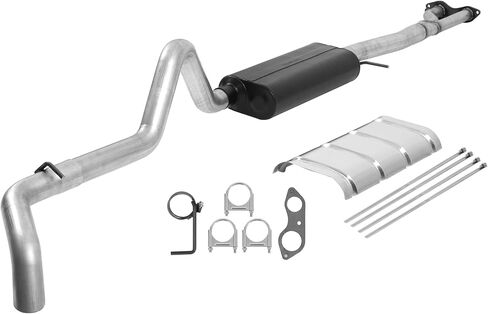 طقم عادم Flowmaster 17287 American Thunder Cat-Back من الفولاذ الألومنيوم مقاس 3 بوصة متوافق مع 1996-1999 Chevy Silverado، GMC Sierra 1500 5.7L. in Kuwait