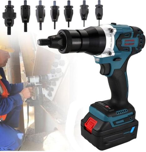 Cordless Electric Rivet Gun for M3/M4/M5/M6/M8/M10/M12 Rivet Nutserts Rechargeable Portable Automatic Rivet Gun with LED Light,2200mAh in Saudi Arabia