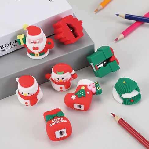 4 Pcs Cute Pencil Sharpener Cartoon Christmas Pencil Sharpeners Small Manual Pencil Sharpener for Boys Girls Women Kawaii PVC Sharpeners Stationery School Office Supplies (4Pcs Christmas) in Saudi Arabia