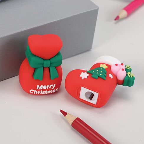 4 Pcs Cute Pencil Sharpener Cartoon Christmas Pencil Sharpeners Small Manual Pencil Sharpener for Boys Girls Women Kawaii PVC Sharpeners Stationery School Office Supplies (4Pcs Christmas) in Saudi Arabia