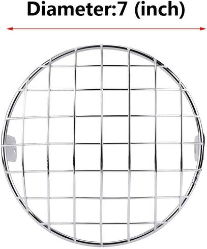KIMISS For Motorcycle 7" Headlight Mesh Grill Cover, Universal Side Mount Mask for Cafe Racer, Silver Stainless Steel, Easy Install, Headlight Lamp Protector in Saudi Arabia