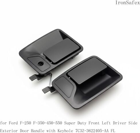 مقبض الباب الخارجي للجانب الأيسر للسائق (يتضمن فتحة المفتاح) لشاحنات Ford F-250/F-350/F-450/F-550 فائقة التحمل متوافقة مع موديلات 1999-2016 رقم القطعة: 7C3Z-3622405-AA FL in Kuwait