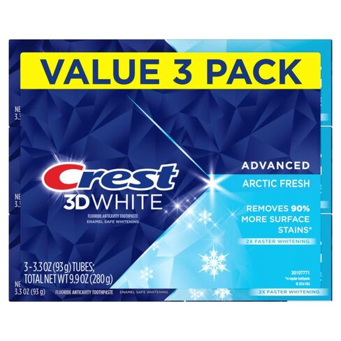 Crest 3D White Advanced Teeth Whitening Toothpaste, Arctic Fresh, 3.3 oz, Pack of 3 in Saudi Arabia