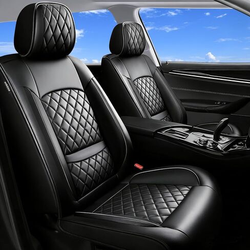 Car Seat Covers Compatible with Kia Sorento 2007-2025 2026 - Full Set 5 Seats Luxury Leather All-Weather Seat Cushions & Protectors, Waterproof & Breathable, Airbag Compatible (Black) in Saudi Arabia