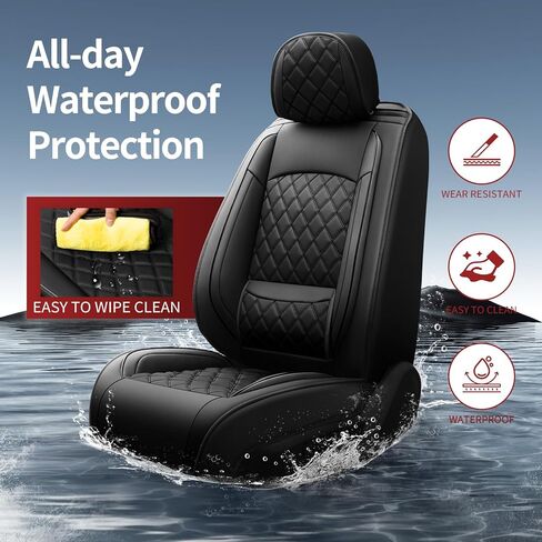 Car Seat Covers Compatible with Kia Sorento 2007-2025 2026 - Full Set 5 Seats Luxury Leather All-Weather Seat Cushions & Protectors, Waterproof & Breathable, Airbag Compatible (Black) in Saudi Arabia