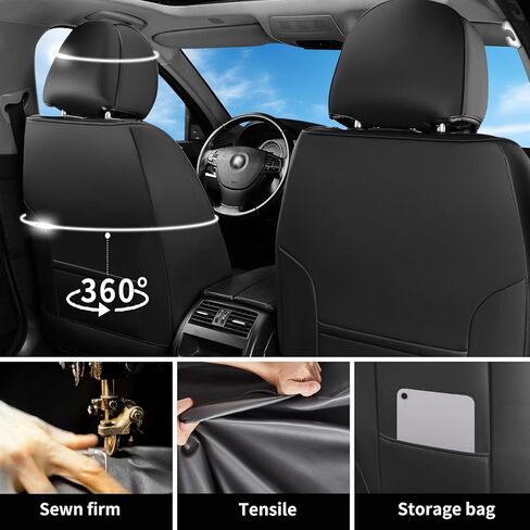 Car Seat Covers Compatible with Kia Sorento 2007-2025 2026 - Full Set 5 Seats Luxury Leather All-Weather Seat Cushions & Protectors, Waterproof & Breathable, Airbag Compatible (Black) in Saudi Arabia