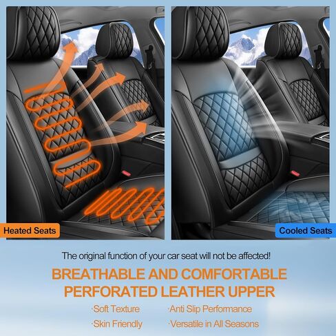 Car Seat Covers Compatible with Kia Sorento 2007-2025 2026 - Full Set 5 Seats Luxury Leather All-Weather Seat Cushions & Protectors, Waterproof & Breathable, Airbag Compatible (Black) in Saudi Arabia