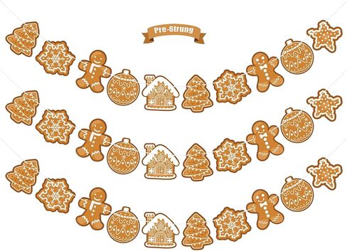 Pre-Strung Gingerbread Christmas Decorations Christmas Hanging Decorations Gingerbread Theme Garland Banner for Xmas Party Holiday Classroom Home Office Wall Decor in Kuwait