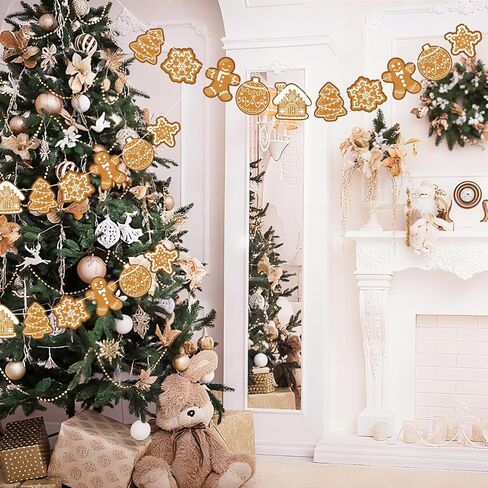 Pre-Strung Gingerbread Christmas Decorations Christmas Hanging Decorations Gingerbread Theme Garland Banner for Xmas Party Holiday Classroom Home Office Wall Decor in Kuwait