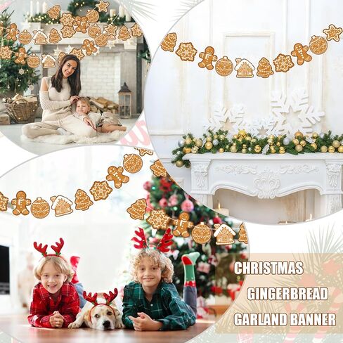 Pre-Strung Gingerbread Christmas Decorations Christmas Hanging Decorations Gingerbread Theme Garland Banner for Xmas Party Holiday Classroom Home Office Wall Decor in Kuwait