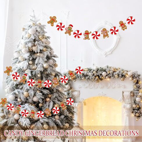 Pre-Strung Gingerbread Christmas Decorations Christmas Hanging Decorations Gingerbread Theme Garland Banner for Xmas Party Holiday Classroom Home Office Wall Decor in Saudi Arabia