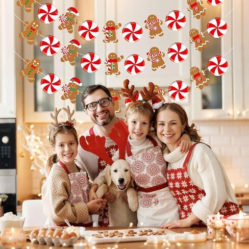 Pre-Strung Gingerbread Christmas Decorations Christmas Hanging Decorations Gingerbread Theme Garland Banner for Xmas Party Holiday Classroom Home Office Wall Decor in Saudi Arabia