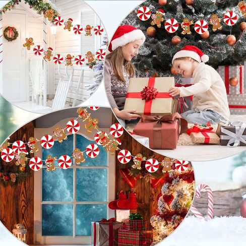 Pre-Strung Gingerbread Christmas Decorations Christmas Hanging Decorations Gingerbread Theme Garland Banner for Xmas Party Holiday Classroom Home Office Wall Decor in Saudi Arabia