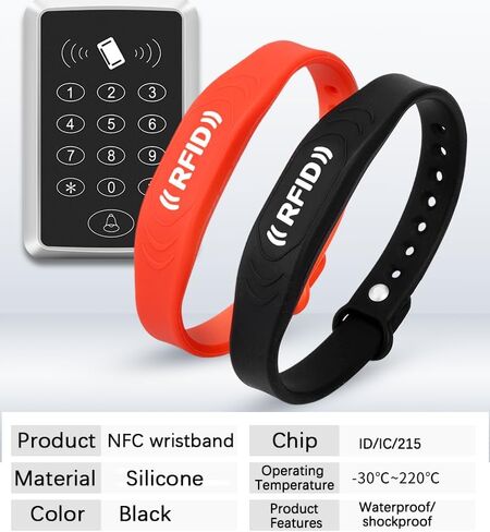 NFC Wristband Access Card 125KHz Authorization Card NFC Tags Adhesive NFC Silicone Rubber Band ID Read-only NFC Chip Tags 5pcs in Saudi Arabia