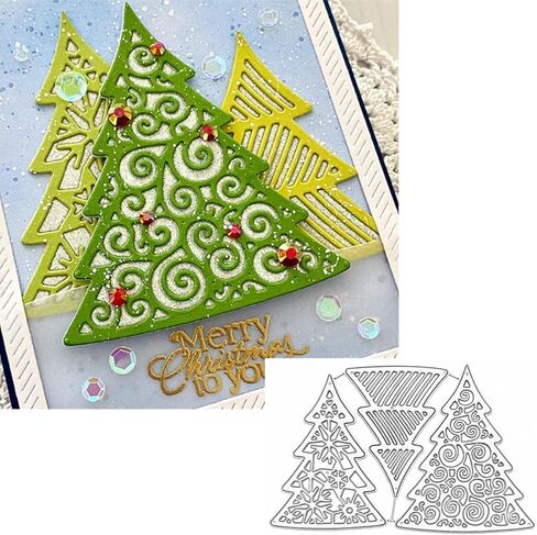 Christmas Tree Metal Die Cuts,Metal Cutting Die for Scrapbooking,Cut Stencils for DIY Scrapbook Photo Album Decorative Paper Card, Card Making Supplies, Embossing in Saudi Arabia