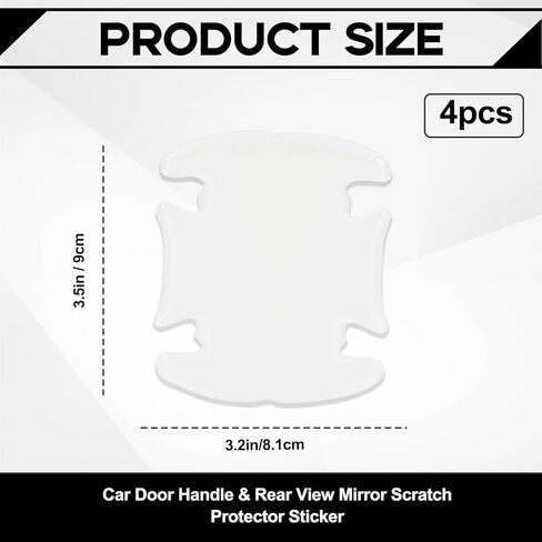 8PCS Waterproof Car Door Handle and Rear View Mirror Scratch Protector Sticker, Transparency Anti-Scratches Cup Protector, Non-Marking Car Door Protector, Universal for Most Car (Transparent) in Kuwait