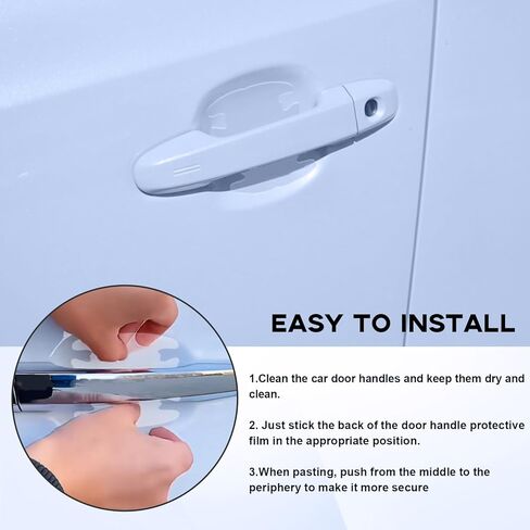 8PCS Waterproof Car Door Handle and Rear View Mirror Scratch Protector Sticker, Transparency Anti-Scratches Cup Protector, Non-Marking Car Door Protector, Universal for Most Car (Transparent) in Kuwait