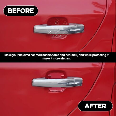 8PCS Waterproof Car Door Handle and Rear View Mirror Scratch Protector Sticker, Transparency Anti-Scratches Cup Protector, Non-Marking Car Door Protector, Universal for Most Car (Transparent) in Kuwait