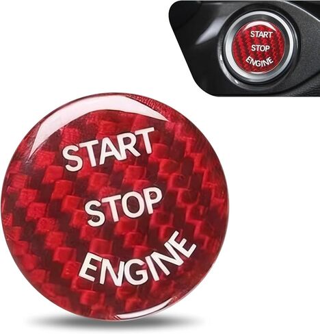 Push Start Button Cover, 26mm Hard Carbon Fiber Start Stop Button Cover, Scratch-Proof Engine Start Stop Button Covers, Universal for Most Cars SUVs (Red) in Saudi Arabia