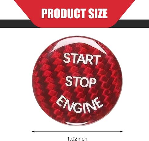 Push Start Button Cover, 26mm Hard Carbon Fiber Start Stop Button Cover, Scratch-Proof Engine Start Stop Button Covers, Universal for Most Cars SUVs (Red) in Saudi Arabia