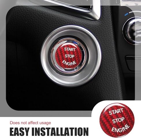Push Start Button Cover, 26mm Hard Carbon Fiber Start Stop Button Cover, Scratch-Proof Engine Start Stop Button Covers, Universal for Most Cars SUVs (Red) in Saudi Arabia